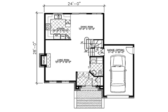 Floor Plan - Main Floor for European House Plan #138-272 - 3 bed, 1.5 bath
