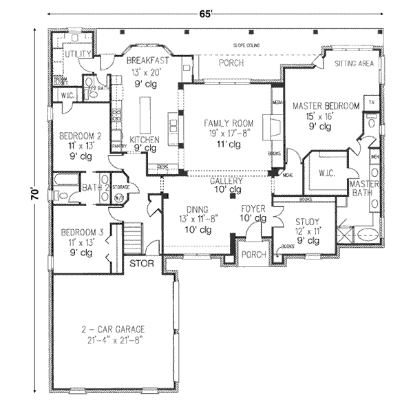 House Plan Design - European Floor Plan - Main Floor Plan #410-350
