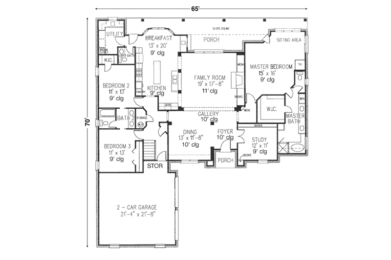 Home Plan - Floor Plan - Main Floor for European House Plan #410-350 - 3 bed, 2.5 bath