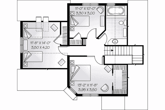 Floor Plan - Upper Floor for Traditional House Plan #23-547 - 3 bed, 2 bath