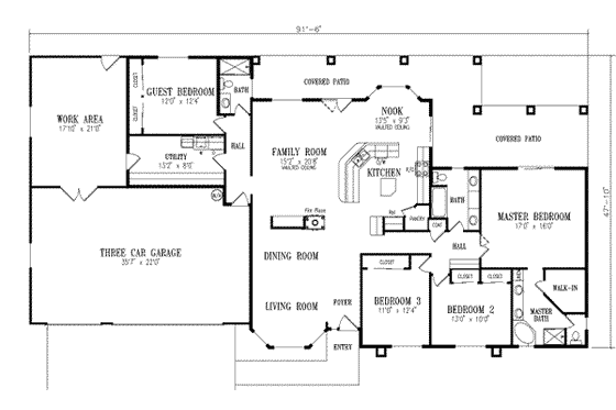 Floor Plan - Main Floor for Ranch House Plan #1-563 - 4 bed, 3 bath