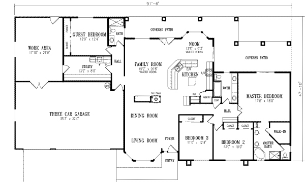 Ranch Floor Plan - Main Floor Plan #1-563