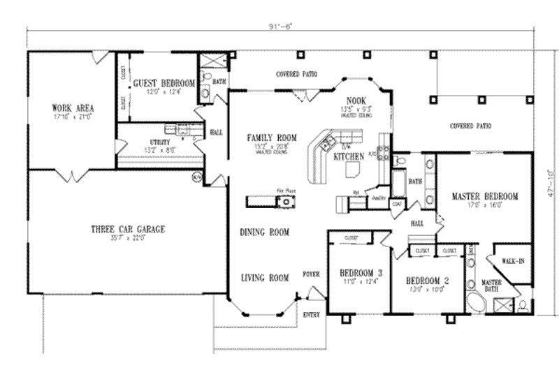 Dream House Plan - Floor Plan - Main Floor for Ranch House Plan #1-563 - 4 bed, 3 bath
