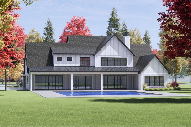 House Design - Exterior - Rear Elevation for Farmhouse House Plan #1096-8 - 4 bed, 4.5 bath
