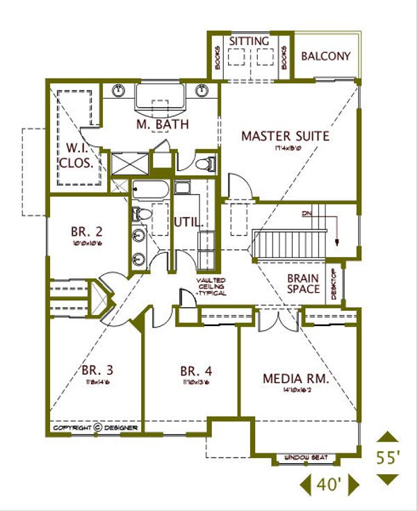 European Floor Plan - Upper Floor Plan #487-5