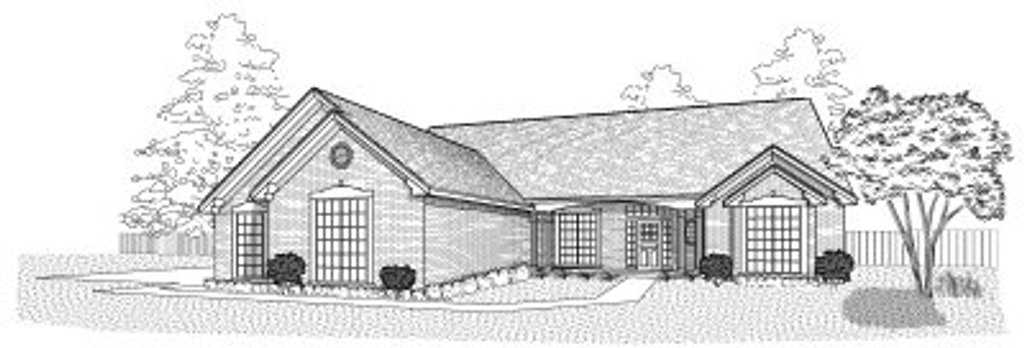 Exterior - Front Elevation 2 for Ranch House Plan #65-338 - 4 bed, 3 bath