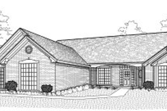 Exterior - Front Elevation for Ranch House Plan #65-338 - 4 bed, 3 bath