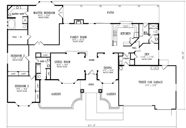 Adobe / Southwestern Floor Plan - Main Floor Plan #1-764
