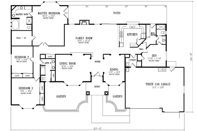 Architectural House Design - Floor Plan - Main Floor for Adobe / Southwestern House Plan #1-764 - 4 bed, 3 bath