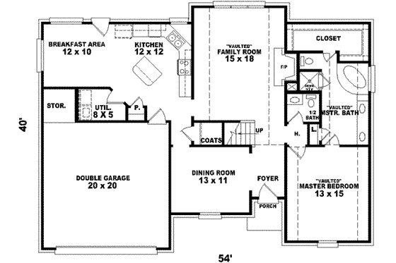 Floor Plan - Main Floor for European House Plan #81-712 - 3 bed, 2.5 bath
