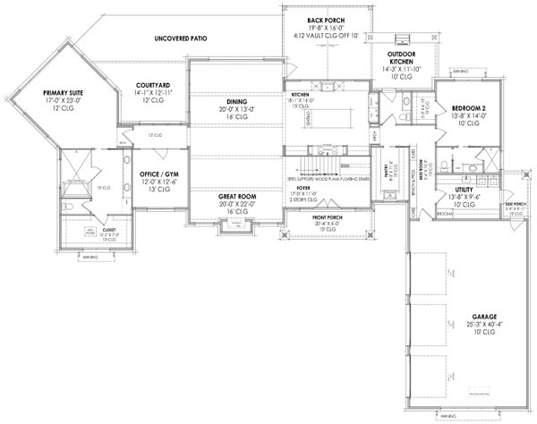 Dream House Plan - Farmhouse Floor Plan - Main Floor Plan #1096-4