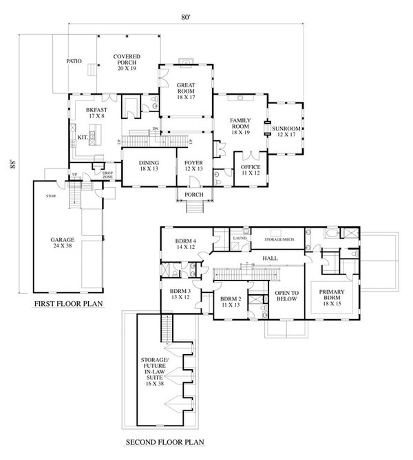 Dream House Plan - Floor Plan - Main Floor for Colonial House Plan #1053-101 - 4 bed, 3.5 bath