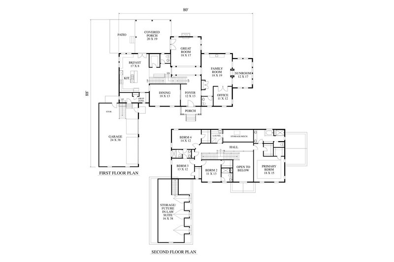 Dream House Plan - Floor Plan - Main Floor for Colonial House Plan #1053-101 - 4 bed, 3.5 bath