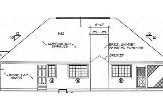 Exterior - Rear Elevation for Traditional House Plan #312-517 - 3 bed, 2 bath