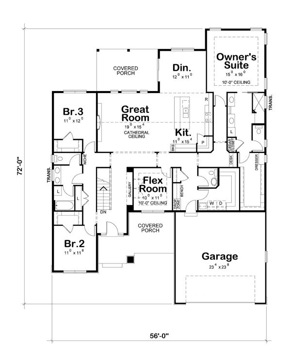 Architectural House Design - Craftsman Floor Plan - Main Floor Plan #20-2412