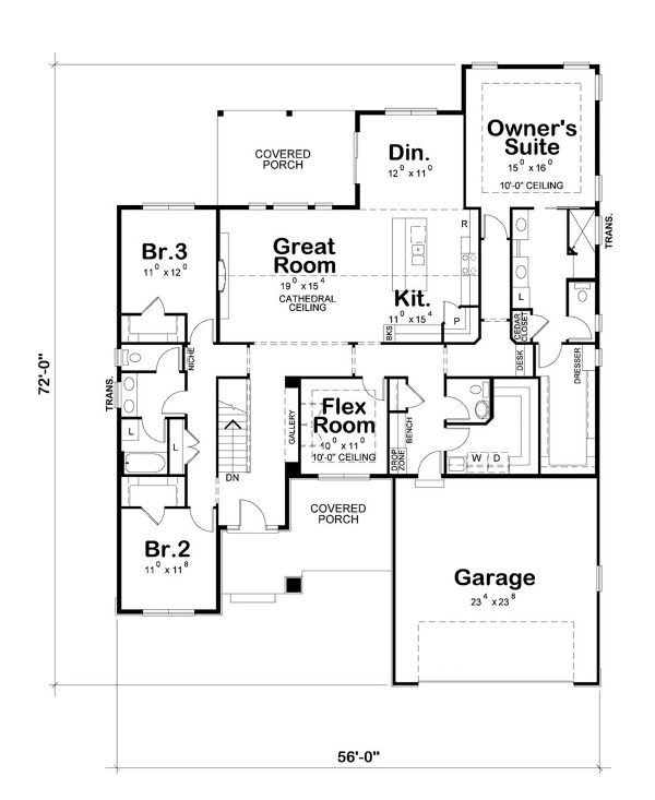 Home Plan - Craftsman Floor Plan - Main Floor Plan #20-2412