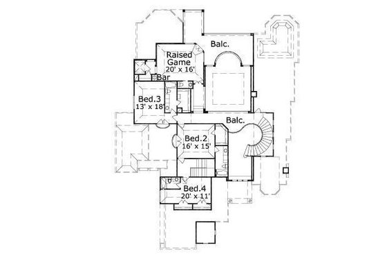 Floor Plan - Upper Floor for European House Plan #411-455 - 5 bed, 5.5 bath
