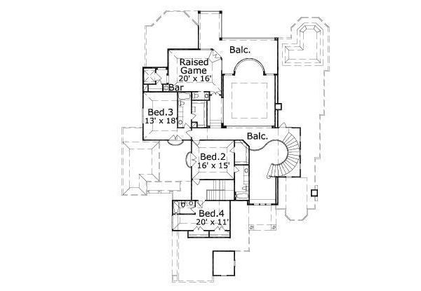 European Floor Plan - Upper Floor Plan #411-455