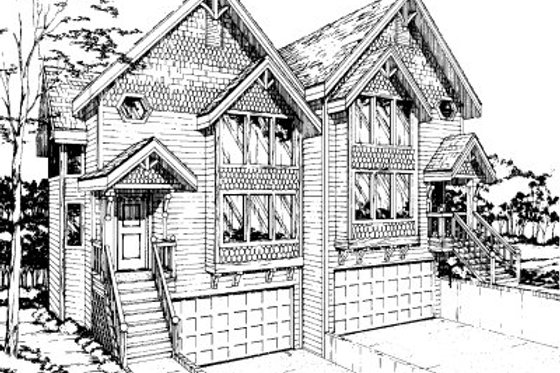 Exterior - Front Elevation for Bungalow House Plan #303-428 - 3 bed, 2.5 bath