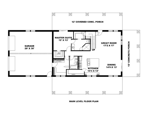 Architectural House Design - Ranch Floor Plan - Main Floor Plan #117-930