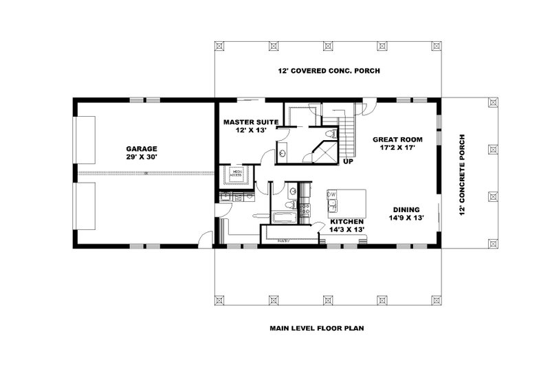 Architectural House Design - Floor Plan - Main Floor for Ranch House Plan #117-930 - 1 bed, 2 bath