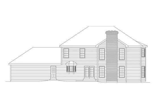 Exterior - Rear Elevation for Colonial House Plan #57-705 - 4 bed, 2.5 bath