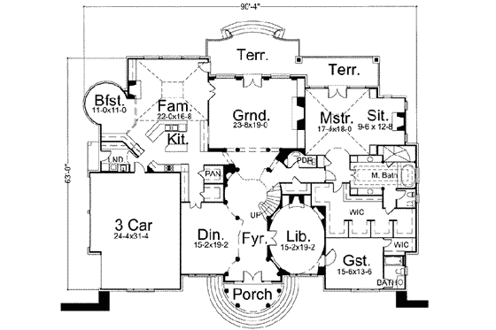Floor Plan - Main Floor for European House Plan #119-119 - 4 bed, 4.5 bath