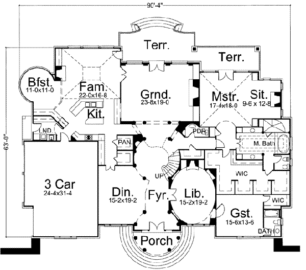 House Blueprint - European Floor Plan - Main Floor Plan #119-119