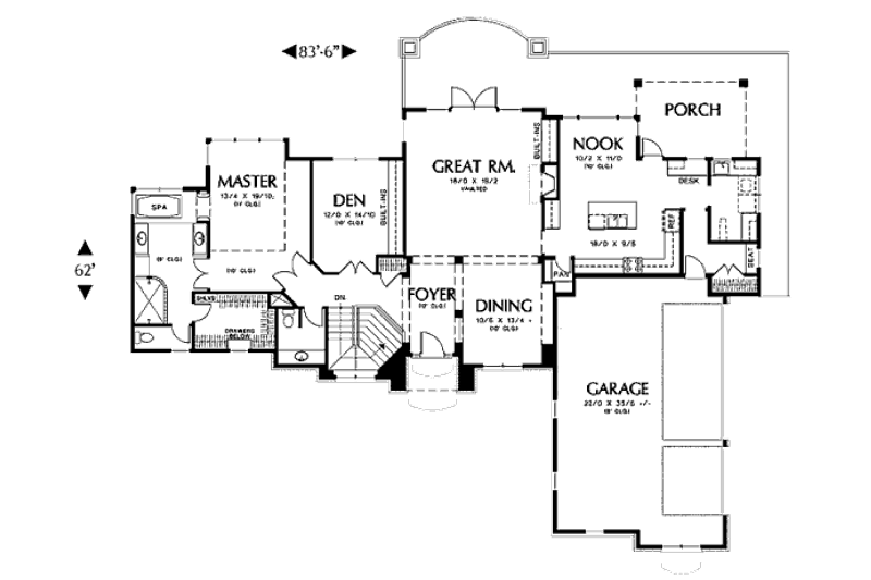 Home Plan - Floor Plan - Main Floor for European House Plan #48-131 - 5 bed, 3.5 bath