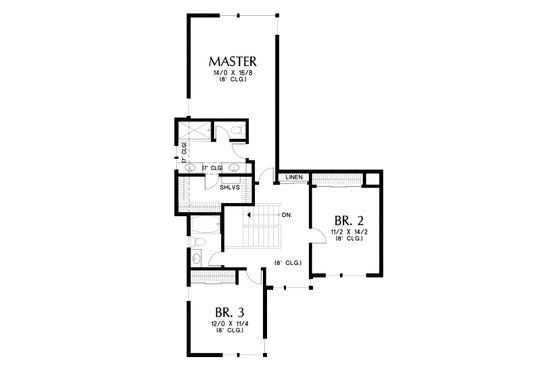 Floor Plan - Upper Floor for Contemporary House Plan #48-1005 - 4 bed, 3.5 bath