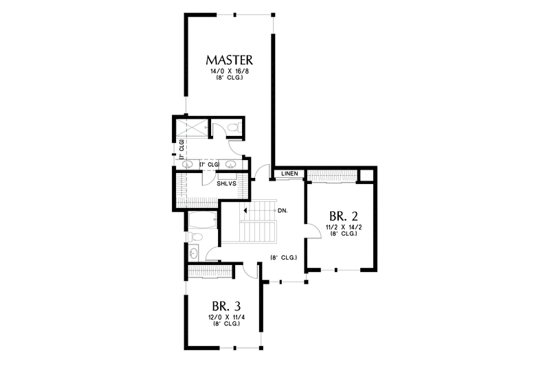 House Blueprint - Floor Plan - Upper Floor for Contemporary House Plan #48-1005 - 4 bed, 3.5 bath
