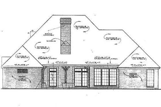 Exterior - Rear Elevation for European House Plan #310-816 - 4 bed, 3 bath