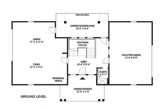 Floor Plan - Lower Floor for Barndominium House Plan #569-37 - 2 bed, 3 bath