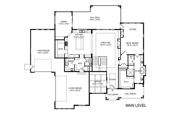 Floor Plan - Main Floor for Craftsman House Plan #920-109 - 4 bed, 4 bath