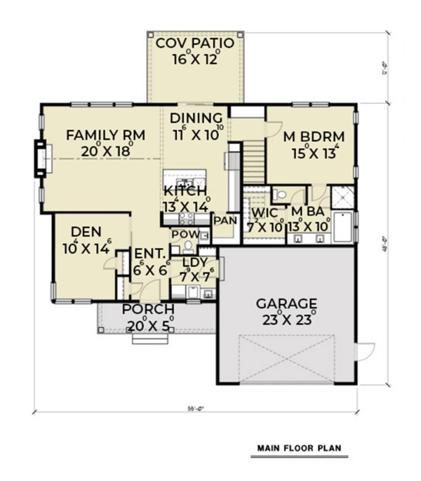 Dream House Plan - Farmhouse Floor Plan - Main Floor Plan #1070-16