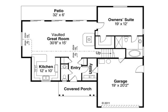 Floor Plan - Main Floor for Traditional House Plan #124-1041 - 3 bed, 3.5 bath