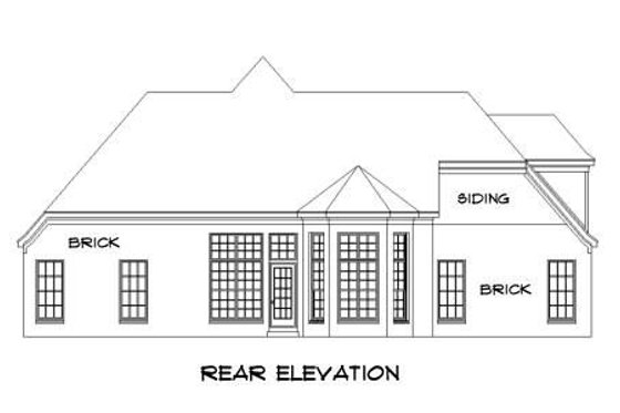 Exterior - Rear Elevation for Traditional House Plan #424-11 - 3 bed, 2 bath