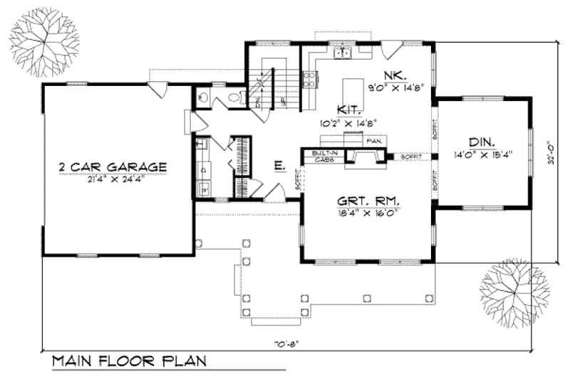 Home Plan - Floor Plan - Main Floor for Country House Plan #70-365 - 4 bed, 2.5 bath