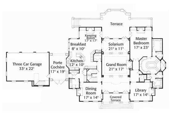 Floor Plan - Main Floor for European House Plan #429-43 - 4 bed, 3.5 bath