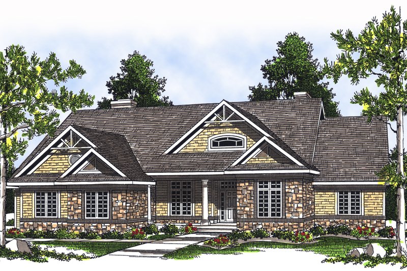 Architectural House Design - Country Exterior - Front Elevation Plan #70-377