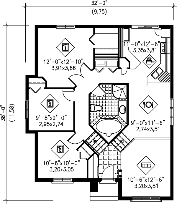 Dream House Plan - European Floor Plan - Main Floor Plan #25-1007