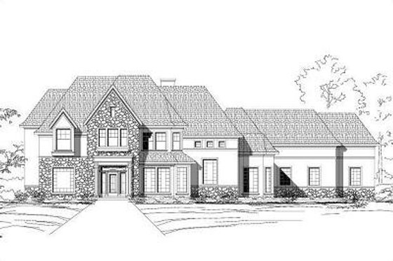 Exterior - Front Elevation for European House Plan #411-253 - 5 bed, 3 bath
