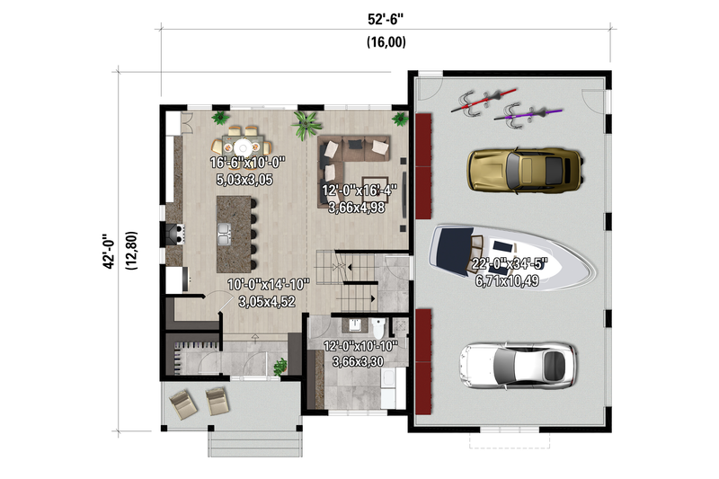 Architectural House Design - Floor Plan - Main Floor 1 for Farmhouse House Plan #25-5047 - 3 bed, 2.5 bath