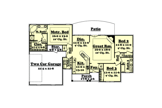 Floor Plan - Main Floor for Country House Plan #430-18 - 3 bed, 2 bath