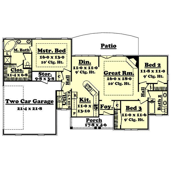 House Plan Design - Country Floor Plan - Main Floor Plan #430-18