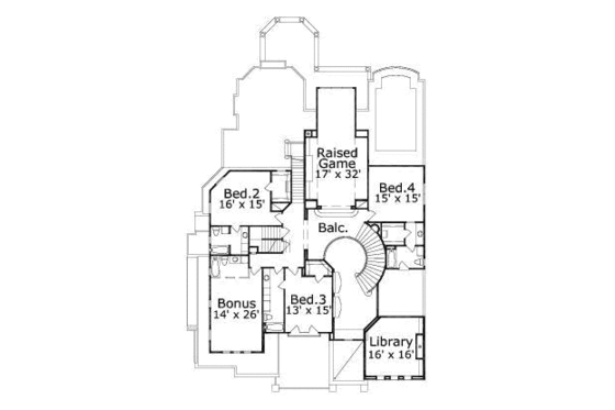 Floor Plan - Upper Floor for Mediterranean House Plan #411-149 - 4 bed, 5.5 bath