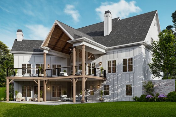 Exterior - Rear Elevation 2 for Farmhouse House Plan #119-459 - 4 bed, 4.5 bath