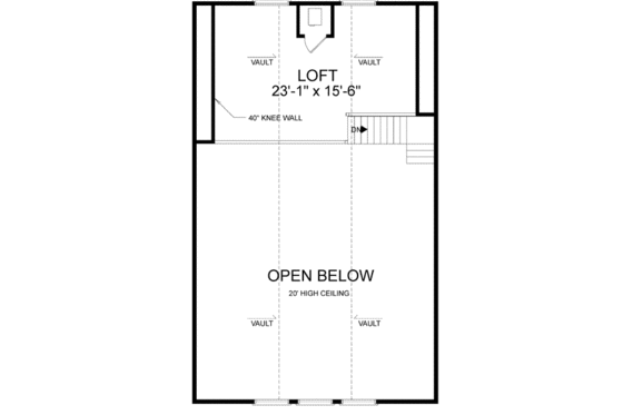Floor Plan - Upper Floor for Cabin House Plan #56-133 - 2 bed, 1 bath