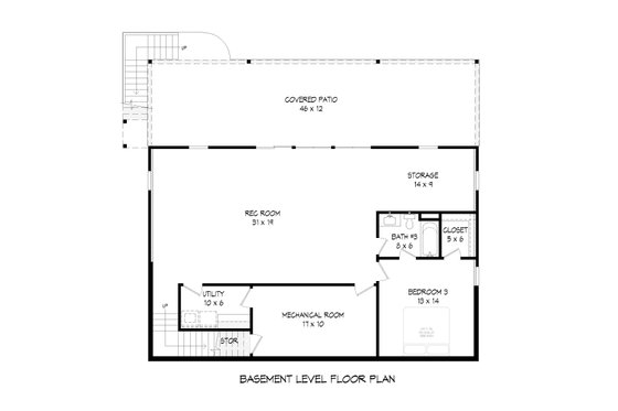 Floor Plan - Lower Floor for Cabin House Plan #932-57 - 4 bed, 3.5 bath