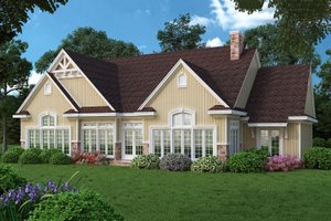 Country design with Craftsman details, rear elevation